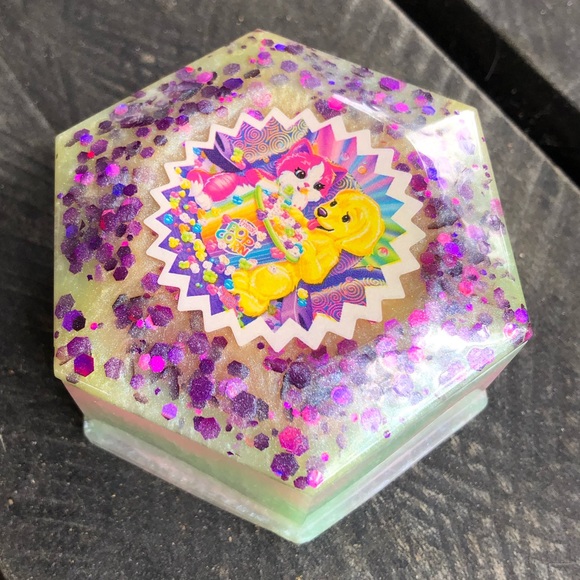 Handmade Lisa Frank Cat Dog UV Resin Trinket Box - Picture 6 of 16